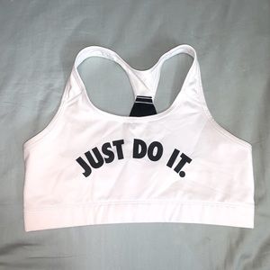 WHITE “JUST DO IT” NIKE SPORTS BRA